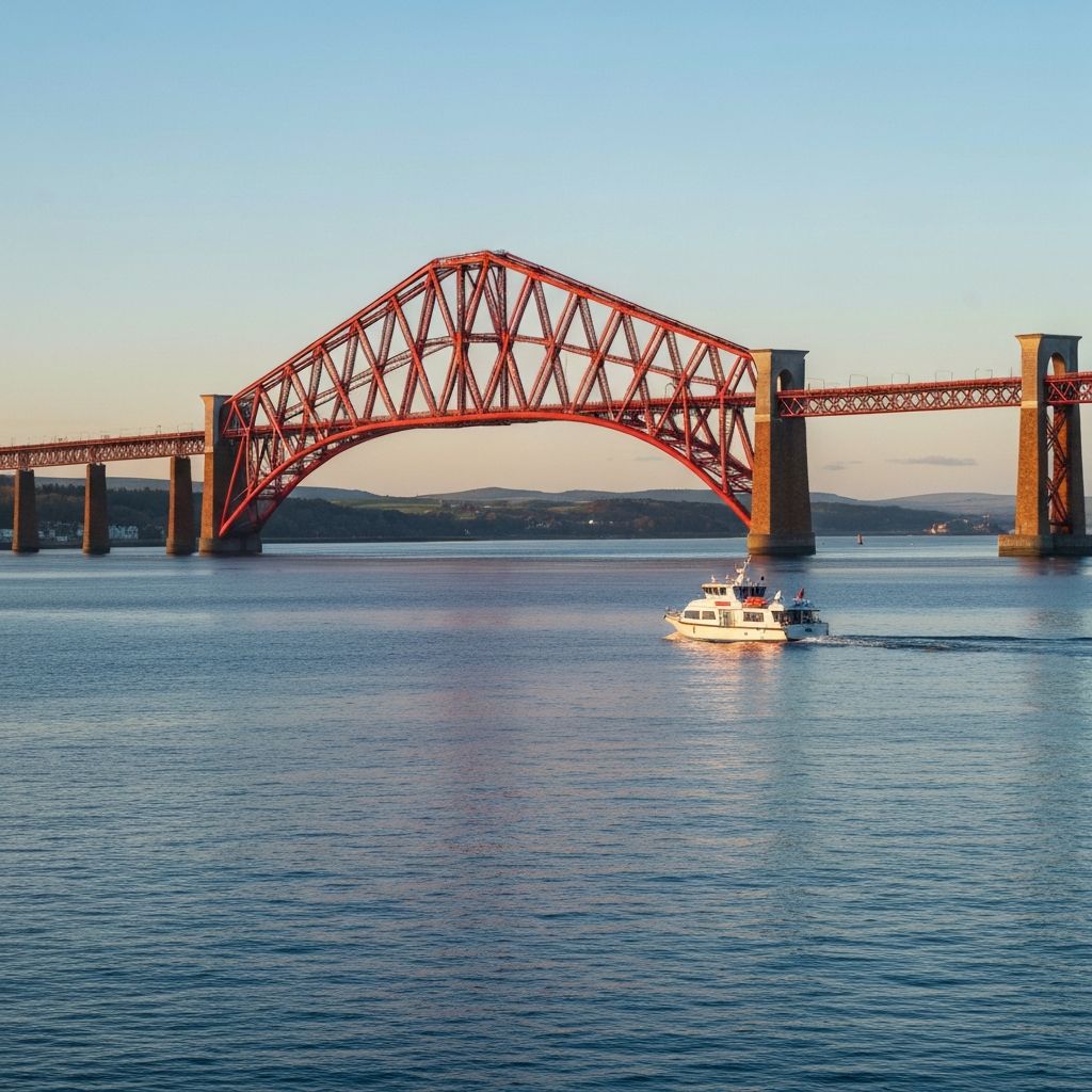 The Forth Bridge above South Queensferry harbour